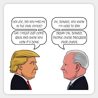 The Political Showdown: Leaders' Face-Off - A Cartoonish Perspective Sticker